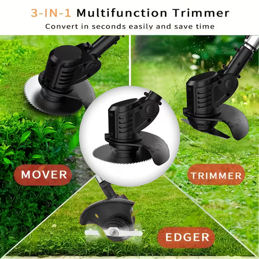 ZORVOMART™ 21V Cordless Electric Weed Wacker | 3-in-1 Lawn Trimmer, Edger & Garden Cutter with 3 Blades