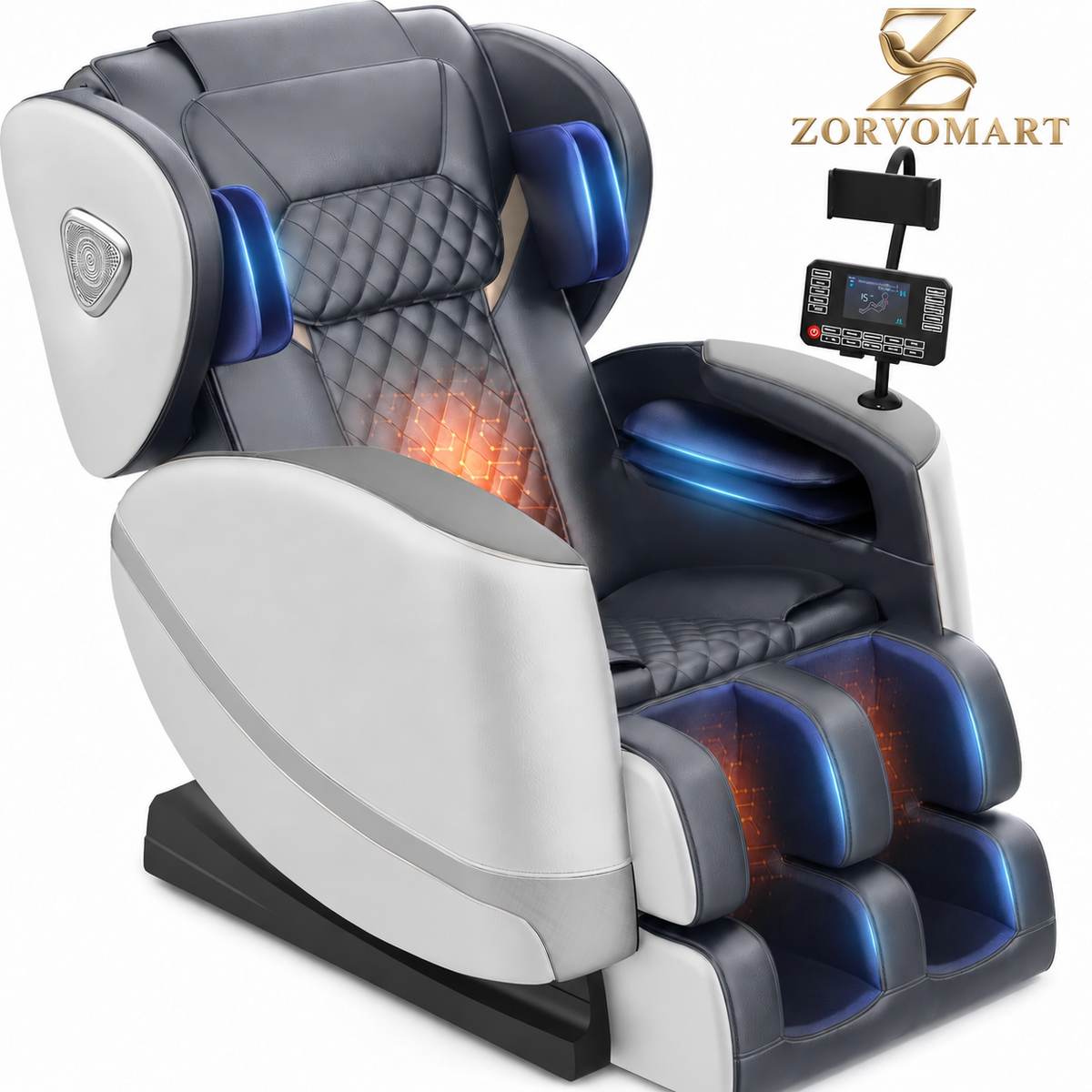 ZORVOMART™ 2026 Full Body Zero Gravity Massage Chair – 14 Shiatsu Rollers, 10 Airbags, Heat, Foot Massage, Bluetooth & Touchscreen