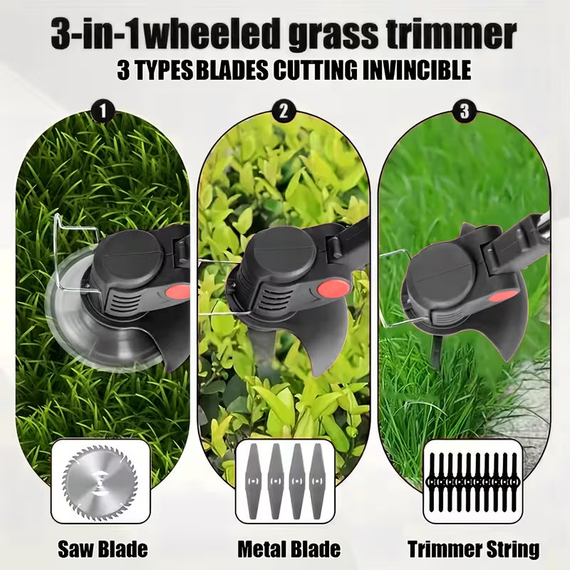 ZORVOMART™ 21V Cordless Electric Weed Wacker | 3-in-1 Lawn Trimmer, Edger & Garden Cutter with 3 Blades
