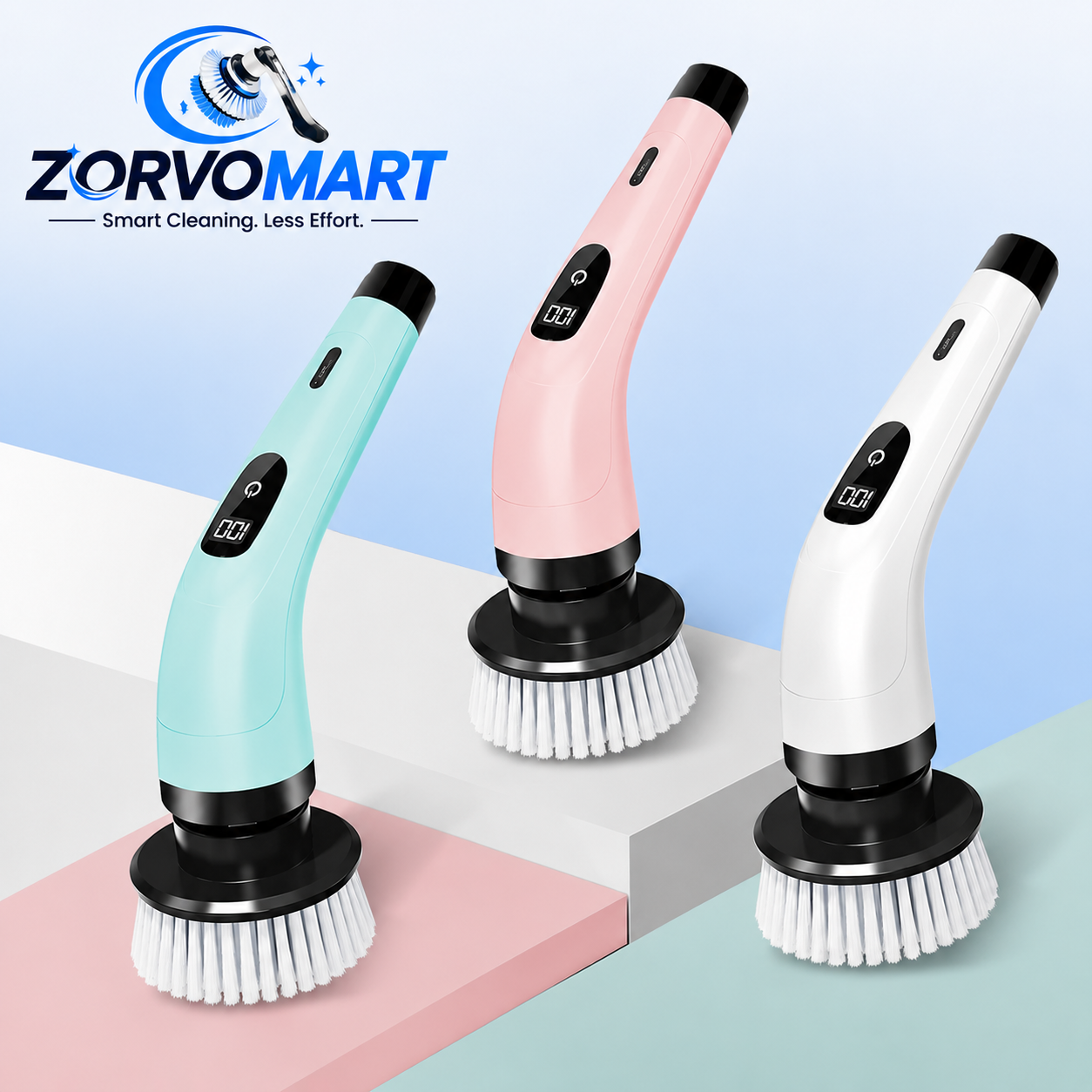 ZORVOMART™ 8-in-1 Electric Spin Scrubber Brush Set | Cordless Rechargeable Cleaning Brush with Extension Handle for Bathroom, Kitchen, Tile, Tub & Car