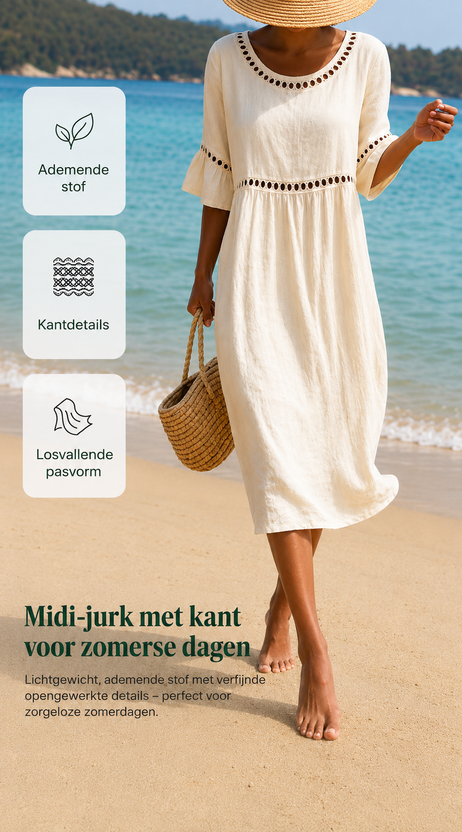 Elegante Buikcamouflerende Midi Jurk