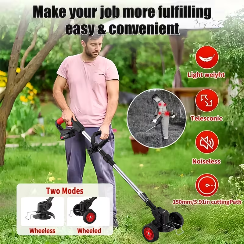 ZORVOMART™ 21V Cordless Electric Weed Wacker | 3-in-1 Lawn Trimmer, Edger & Garden Cutter with 3 Blades