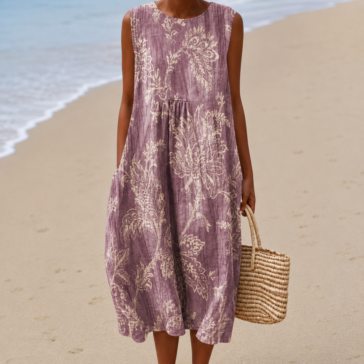 Luchtige  Buikcamouflerende Bloemen Midi Jurk